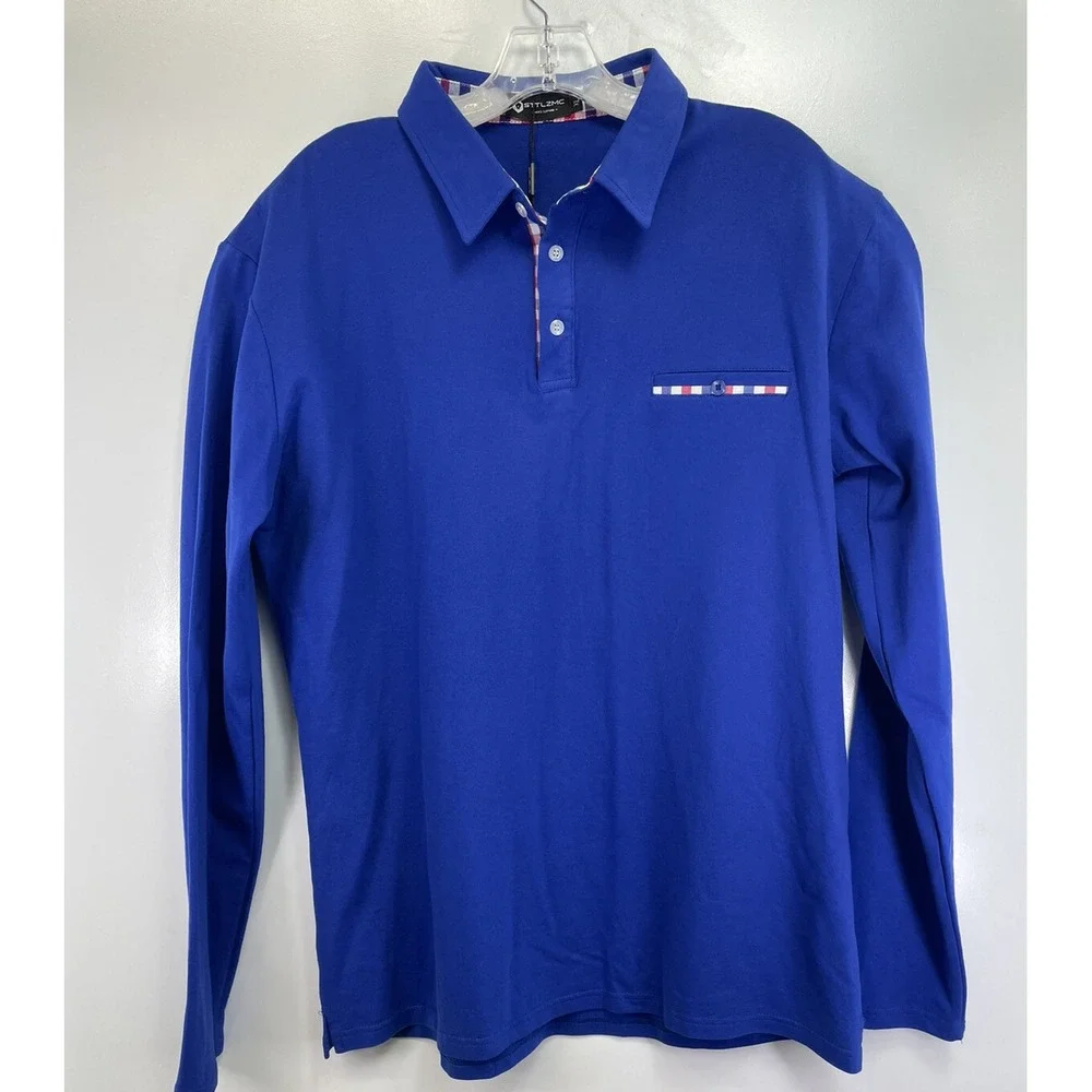 STTLZMC Mens Sz XL Blue Logo L/S Polo Shirt‎ (K9) NWTs